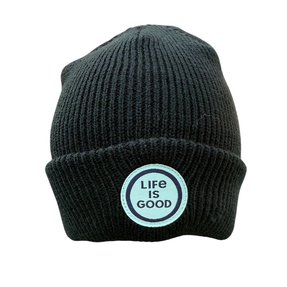 Life is Good Black Cozy Cuff Beanie Cap OS NWT New